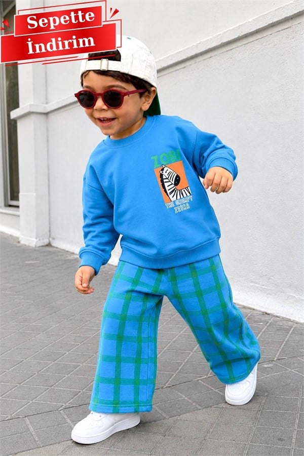 Erkek Çocuk Zebra Mavi Takım