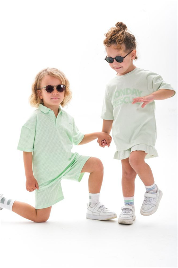 Erkek Polo Yaka Açık Yeşil Şortlu Takım