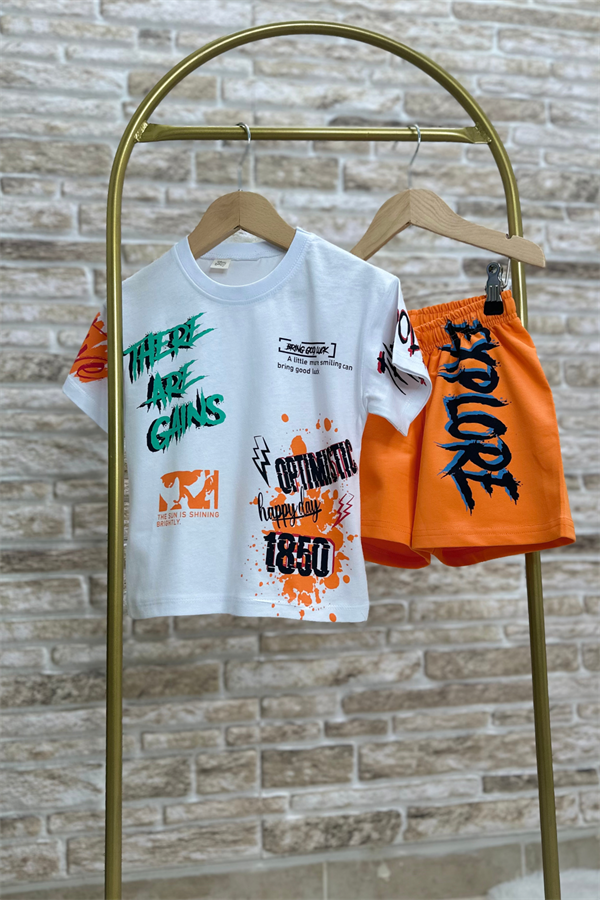 Explore Oranj Tshirt Şort Takım