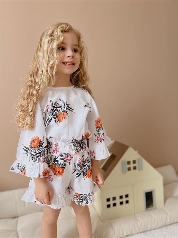 Fırfır Detaylı İspanyol Kol Şort Takım