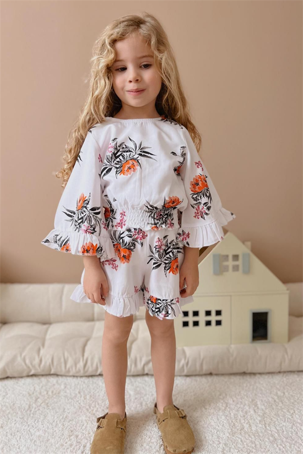 Fırfır Detaylı İspanyol Kol Şort Takım