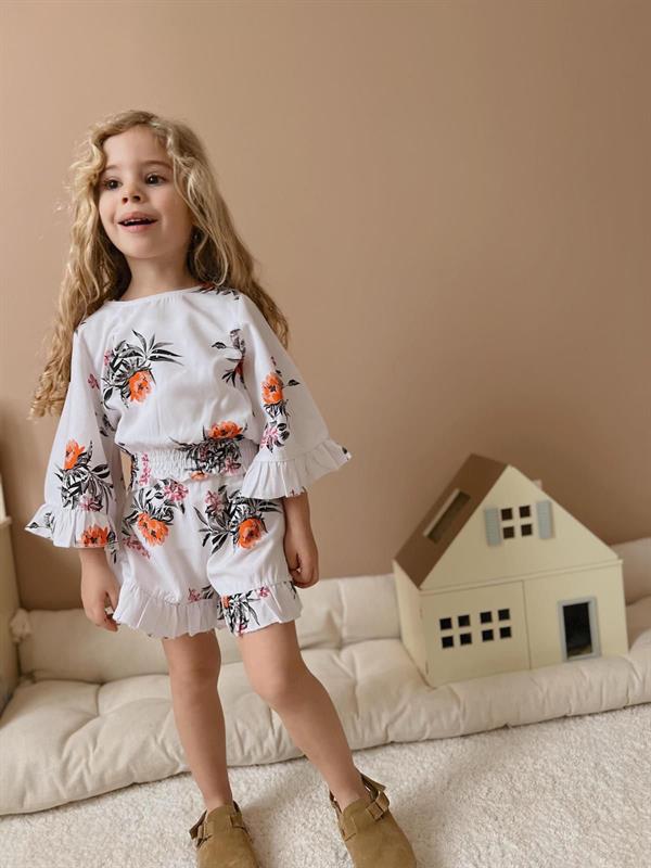 Fırfır Detaylı İspanyol Kol Şort Takım