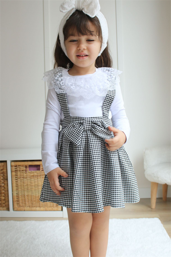 Fiyonklu Bluz Dahil Gri Elbise