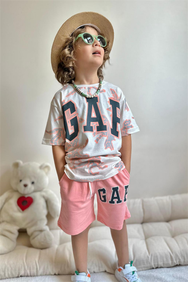 Gap Unisex Pembe Dinazorlu Şortlu Takım