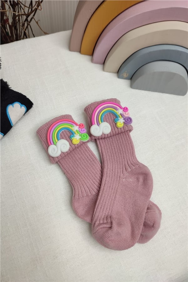 Gökkuşağı Figürlü Çorap
