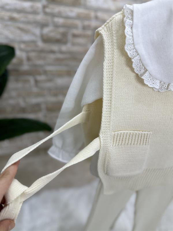 Gömlek Detaylı Bebe Yakalı Triko  Tayt Takım