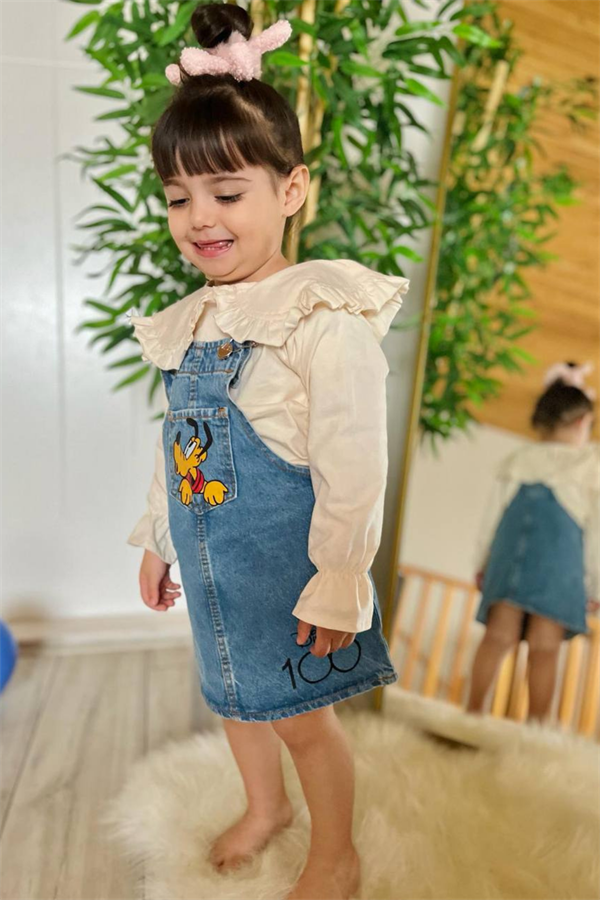 Goofy Baskı Kot Jile Elbise