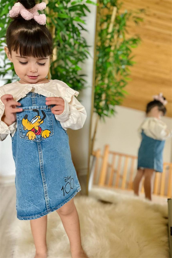 Goofy Baskı Kot Jile Elbise