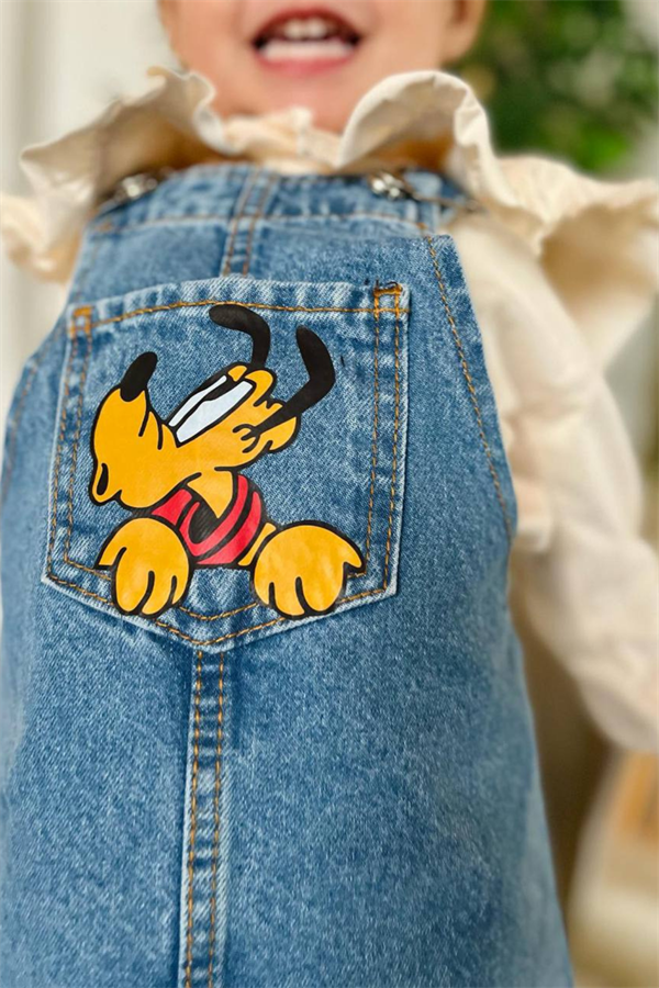 Goofy Baskı Kot Jile Elbise