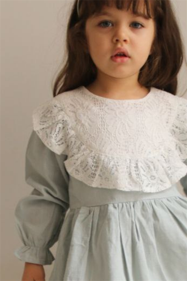 Kız Çocuk Güpür Detaylı Mint Elbise