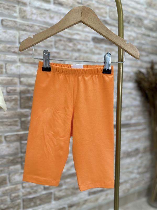 Kabartma Baskı Krem Oranj Biker Penye Tayt Takım