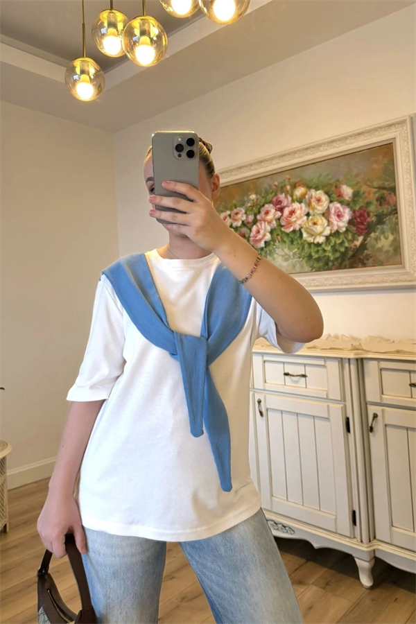 Kadın Sweat Bağlama Detaylı Tişört