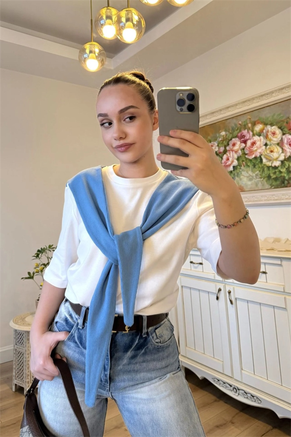 Kadın Sweat Bağlama Detaylı Tişört