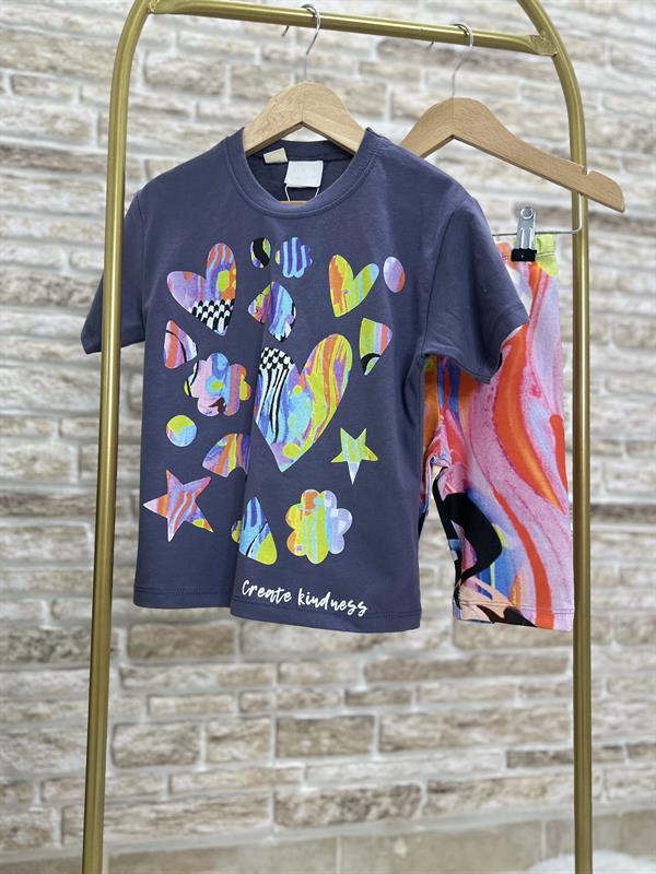 Kalpli Ebruli Biker Penye Tayt Takım