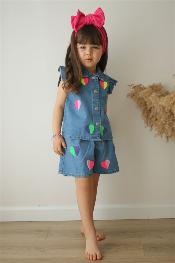 Kalpli Kot Denim Şortlu Takım