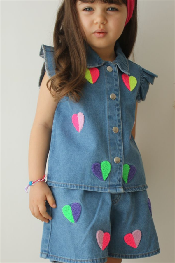 Kalpli Kot Denim Şortlu Takım