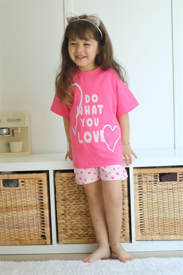 Kalpli Pembe Şortlu Takım