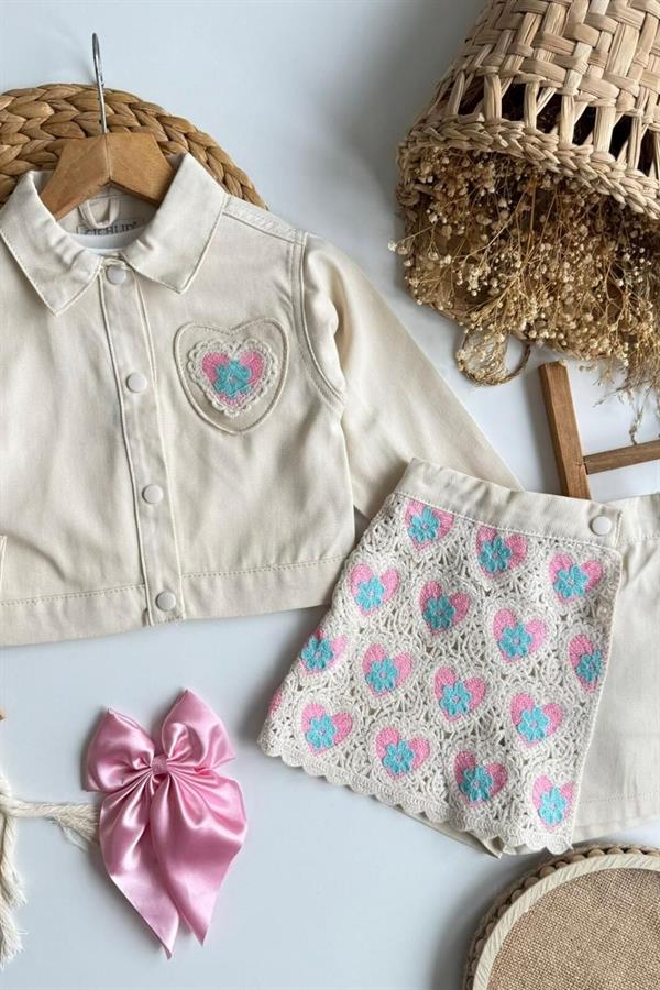 Kız 3lü Premium Özel Seri Çiçekli Tshirt Dahil Takım