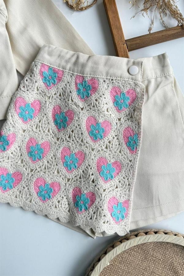 Kız 3lü Premium Özel Seri Çiçekli Tshirt Dahil Takım