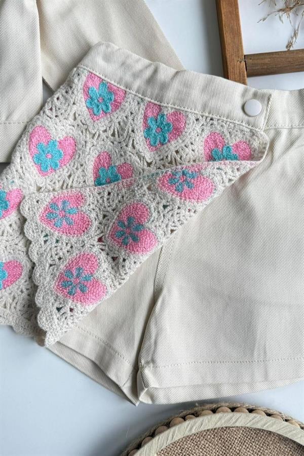 Kız 3lü Premium Özel Seri Çiçekli Tshirt Dahil Takım