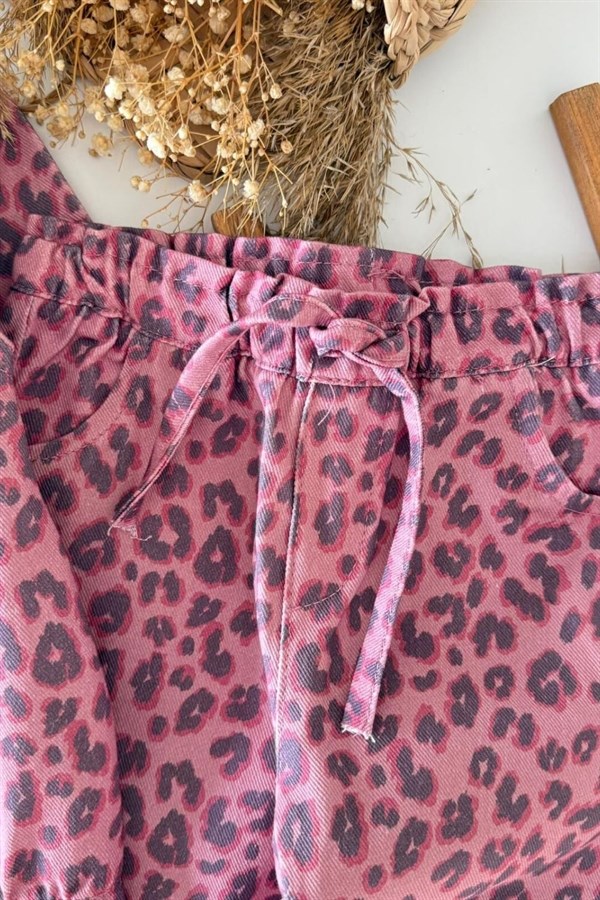 Kız 3lü Tshirt Dahil Leopar Denim Takım