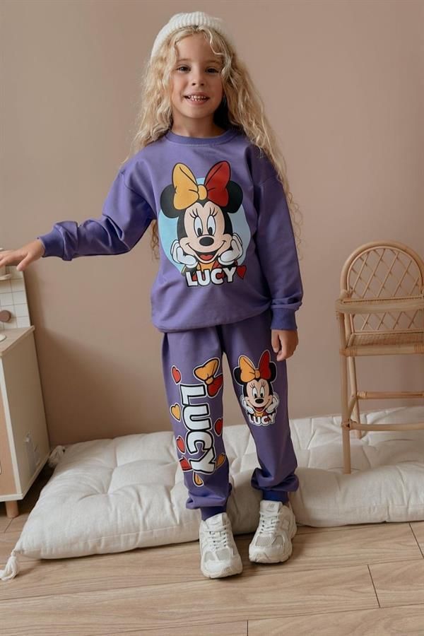 Kız Çocuk 2 iplik Minnie Mor Takım