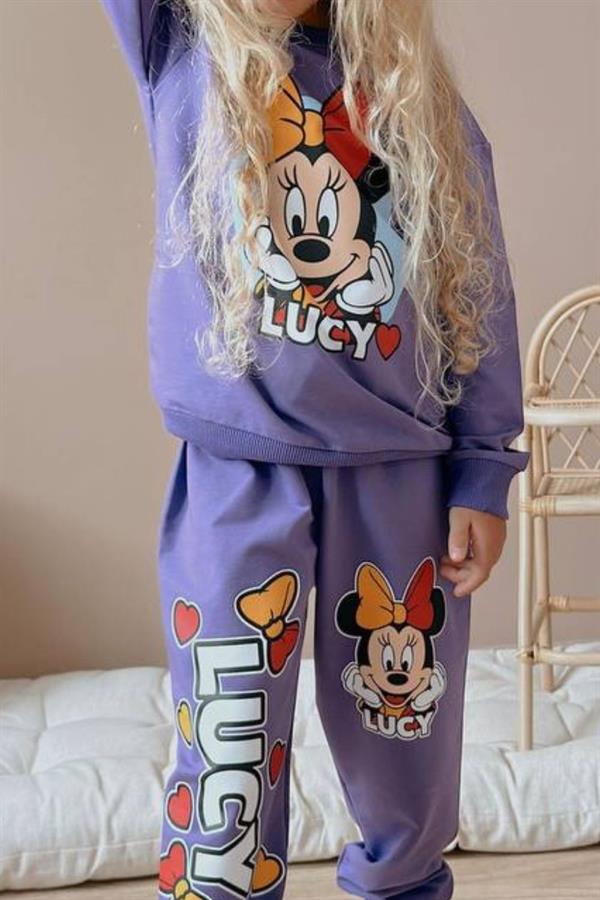 Kız Çocuk 2 iplik Minnie Mor Takım