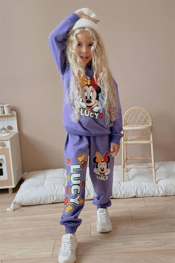 Kız Çocuk 2 iplik Minnie Mor Takım