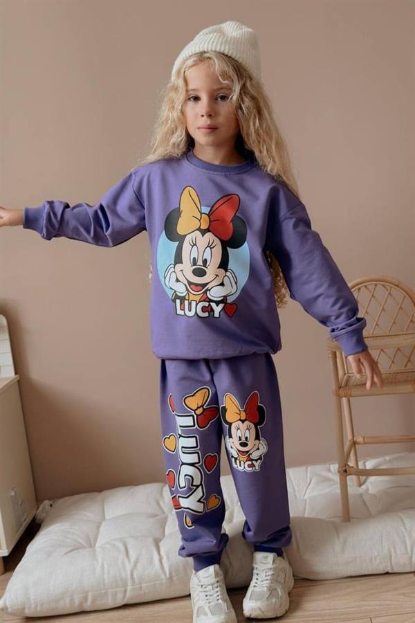 Kız Çocuk 2 iplik Minnie Mor Takım