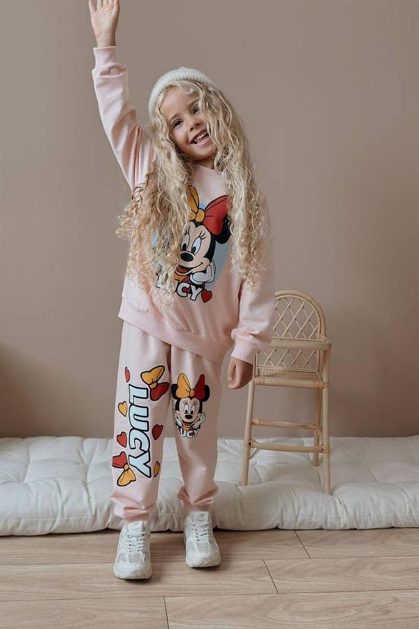 Kız Çocuk 2 iplik Minnie Pudra Takım