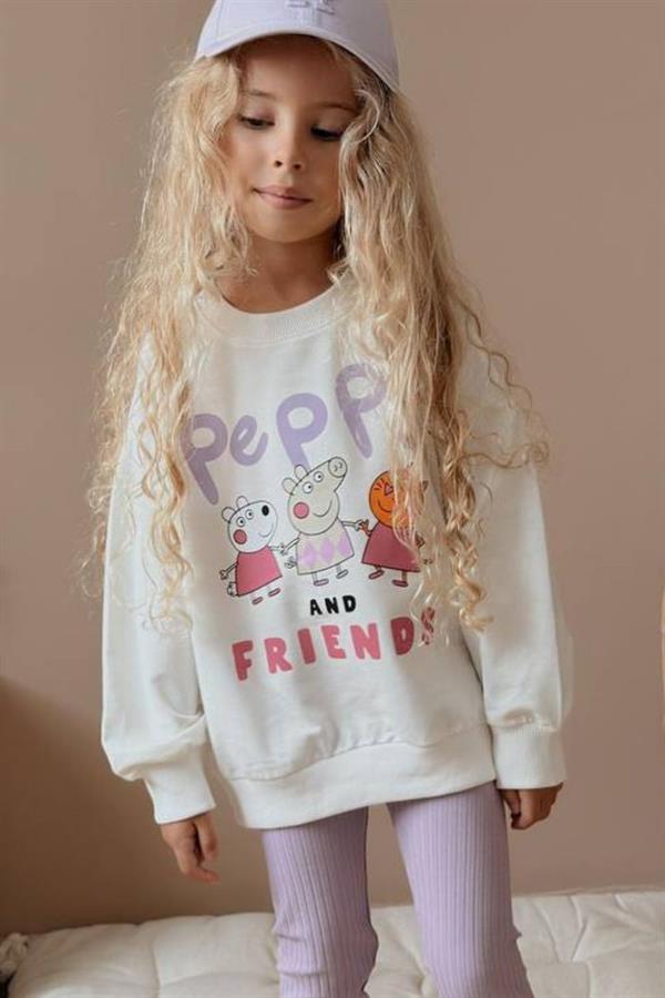 Kız Çocuk 2 iplik Peppa Lila Taytlı Takım