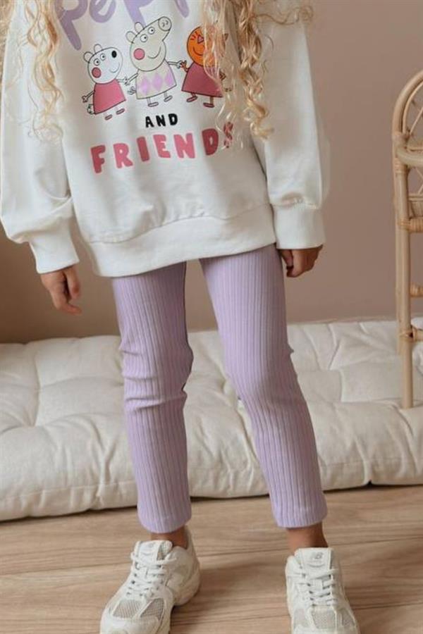 Kız Çocuk 2 iplik Peppa Lila Taytlı Takım