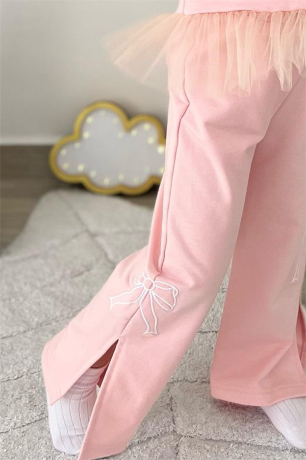 Kız Çocuk 2 İplik Tütü Detaylı Nakışlı Takım