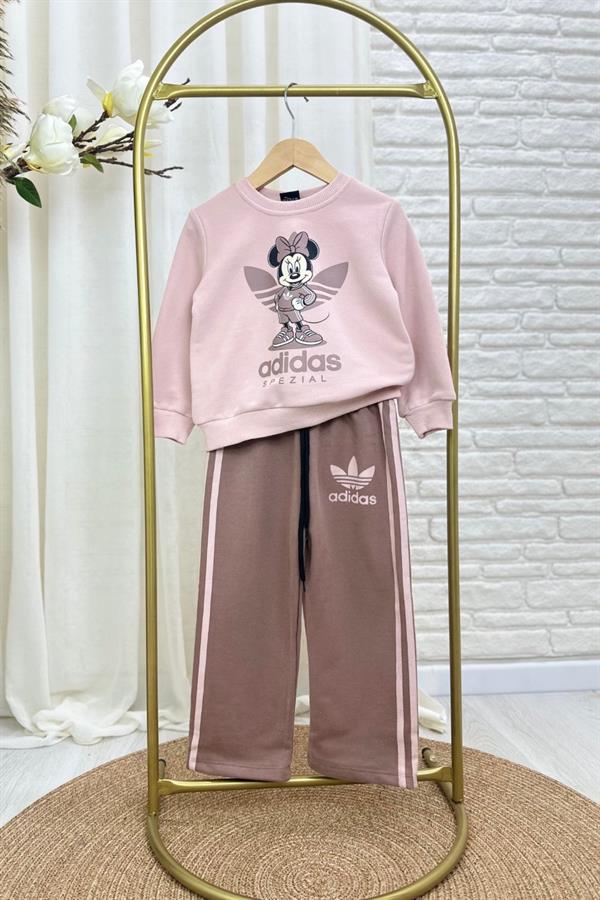 Kız Çocuk 3 İplik Adids Minnie Bej Takım