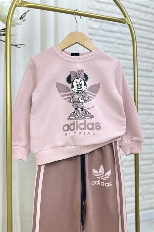 Kız Çocuk 3 İplik Adids Minnie Bej Takım