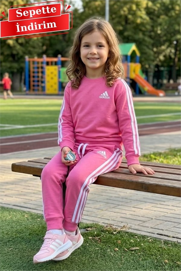 Kız Çocuk 3 İplik Ads Pembe Takım
