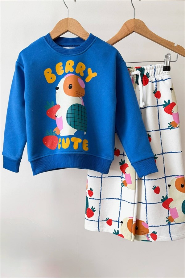 Kız Çocuk 3 İplik Berry Saks Takım