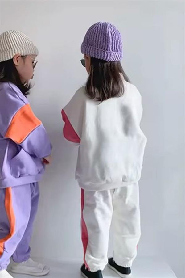 Kız Çocuk 3 İplik Cool Dik Yaka Beyaz Yaka Takım