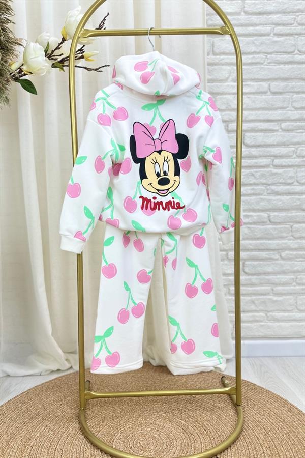 Kız Çocuk 3 İplik Fermuarlı Minnie Takım