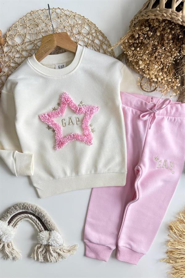 Kız Çoçuk 3 İplik Gap Yıldız Pembe Takım