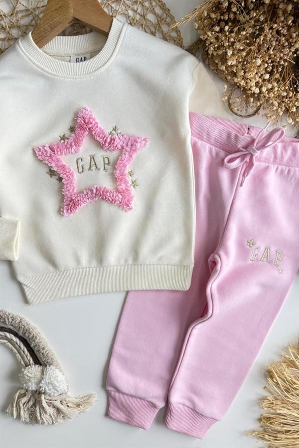 Kız Çoçuk 3 İplik Gap Yıldız Pembe Takım