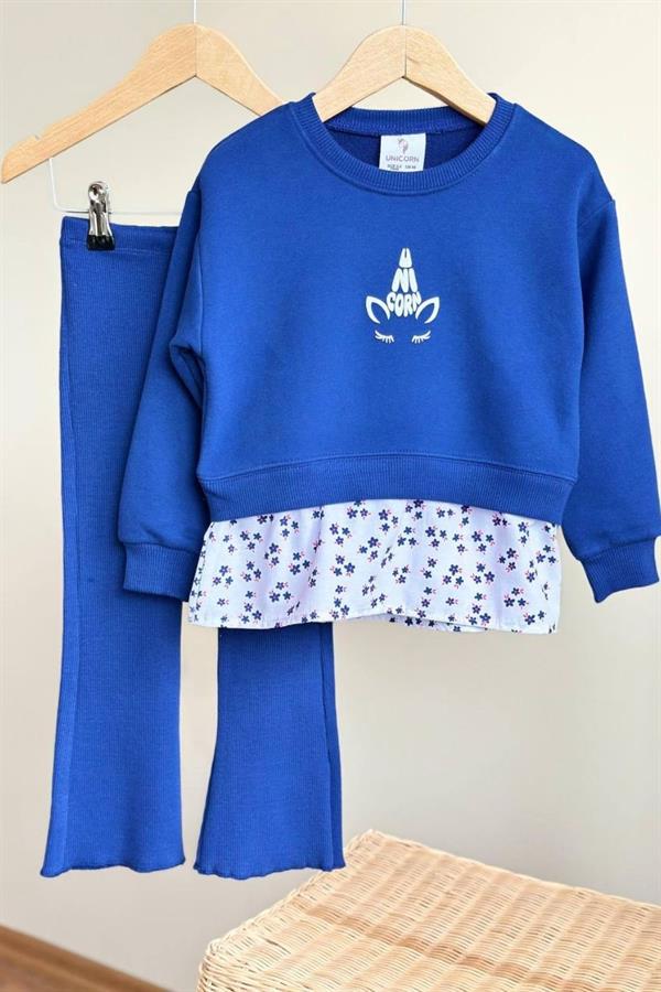 Kız Çocuk 3 İplik Gömlek Detaylı Laci Taytlı Takım