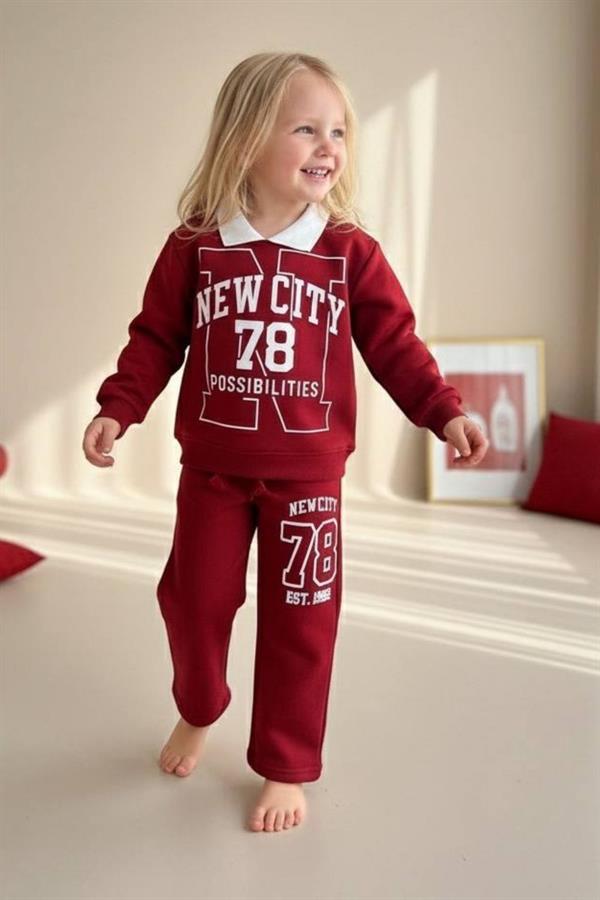Kız Çocuk 3 İplik Gömlek Yakalı New City Takım