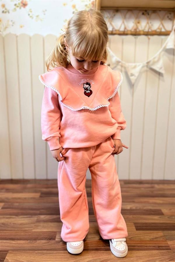 Kız Çocuk 3 İplik Hello Kity Pembe Takım