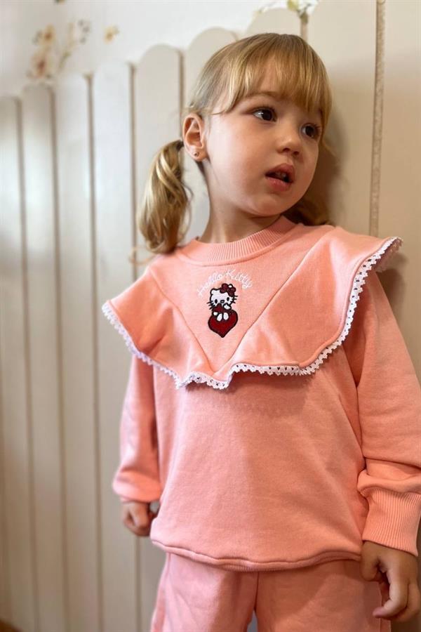 Kız Çocuk 3 İplik Hello Kity Pembe Takım