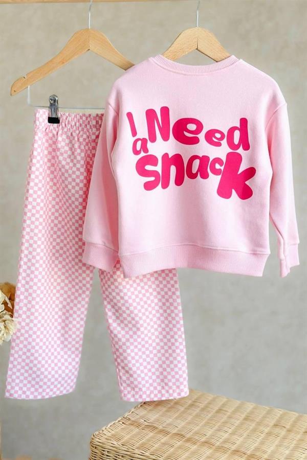 Kız Çocuk 3 İplik İ Need Dokuma Pantolon Pembe Takım