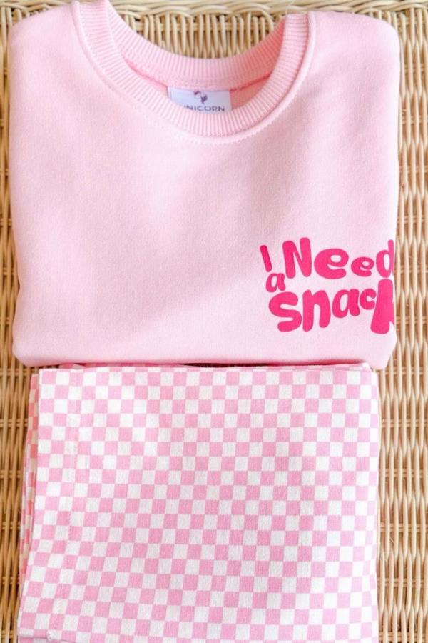 Kız Çocuk 3 İplik İ Need Dokuma Pantolon Pembe Takım