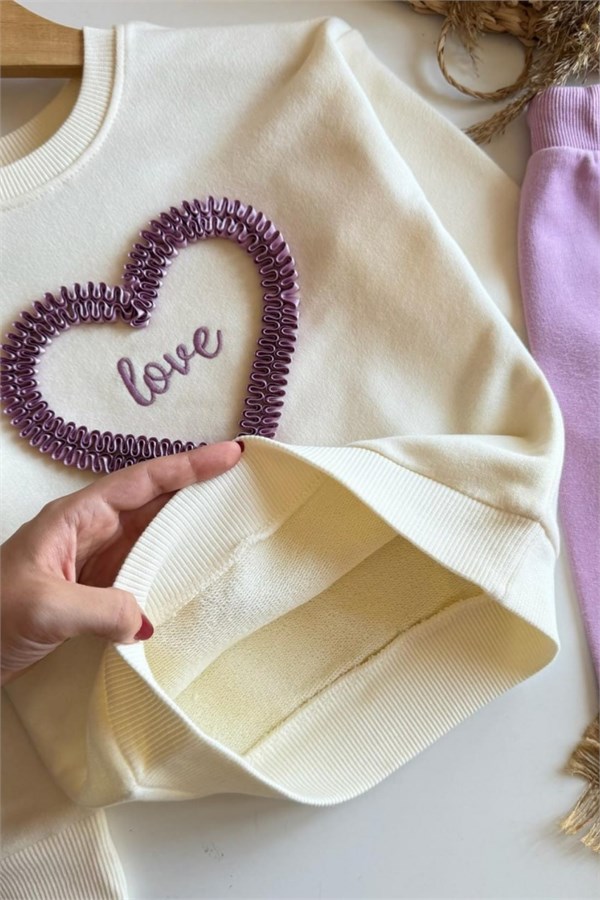 Kız Çocuk 3 İplik Love Lila Takım