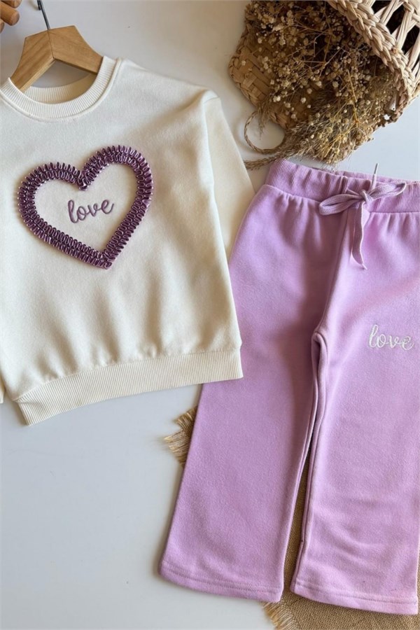 Kız Çocuk 3 İplik Love Lila Takım