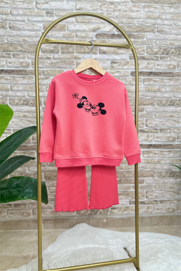 Kız Çocuk 3 İplik Mickey & Minnie İspanyol Tayt Takım 